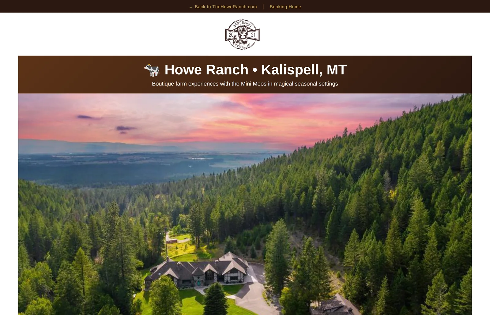 Howe Ranch booking site home page